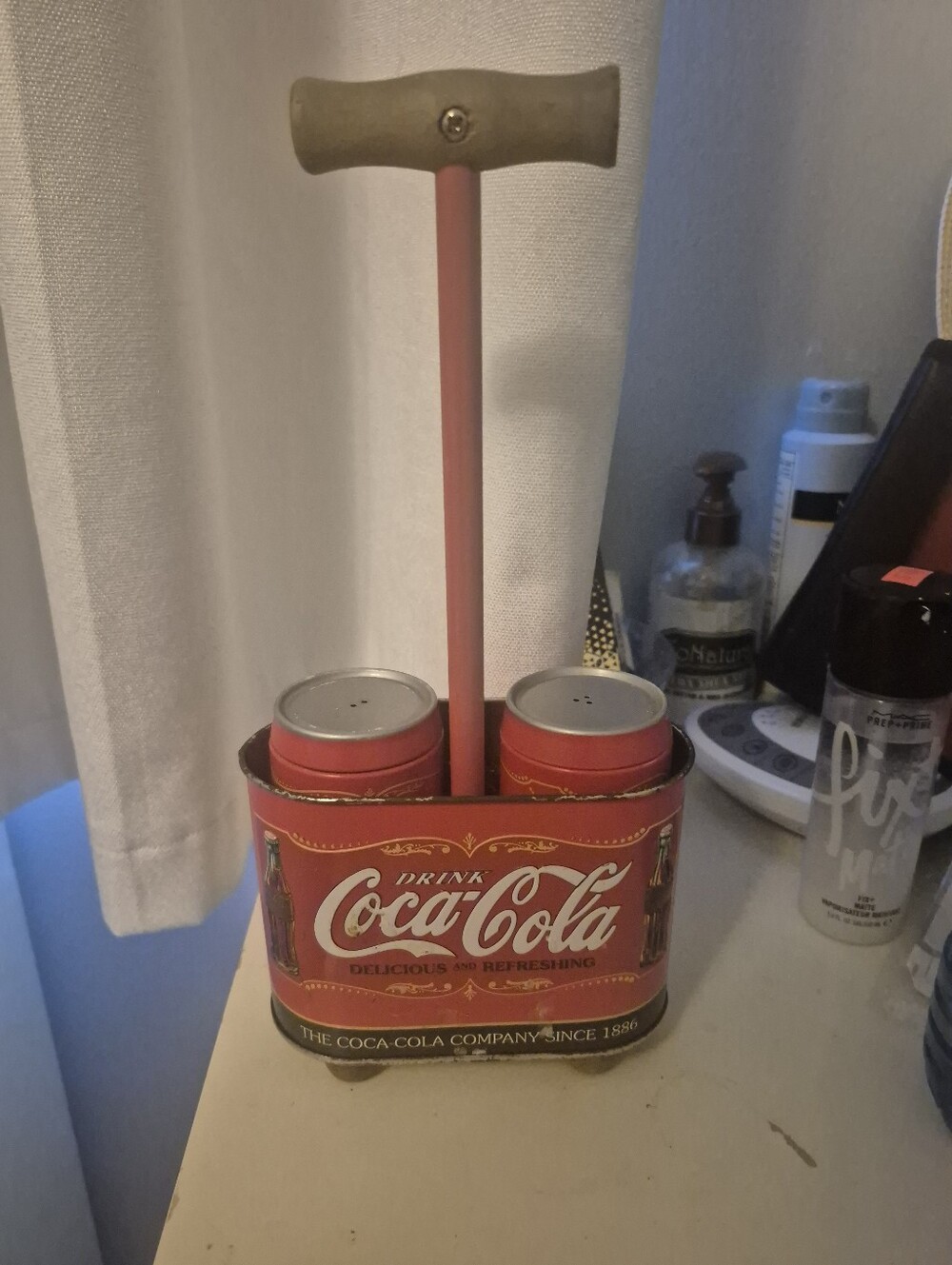 Coca Cola Red Tin Salt & Pepper Set with Carry Handle